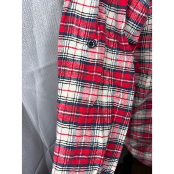 Matchstick Flannel Shirt Women’s L Plaid Red White 100% Cotton Classic Roll Tabs - Picture 10 of 16